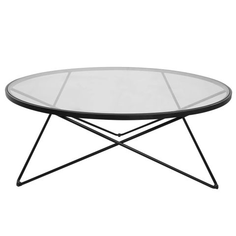 Glass Coffee Table Luxury Home Furniture Metal Round Table Cross Metal ... pertaining to Clara Table, Black Metal, Clear Glass