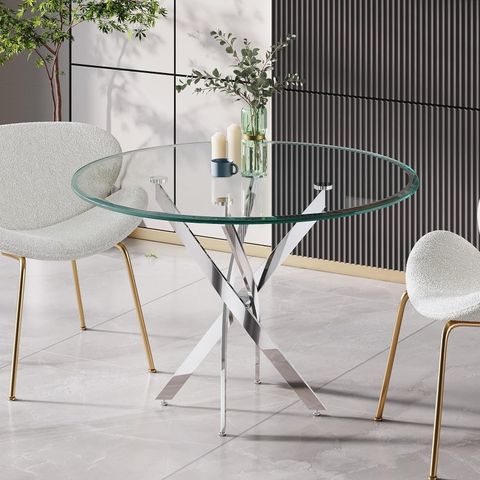 Goderfuu 36 Inch Round Dining Table, Modern Dining Room Table With ... regarding Round Glass Dining Table For Modern Home