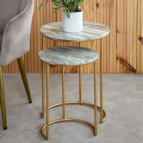 Gold Nesting Tables And Gold Nests Of Tables | Picture Perfect Home throughout Styling Tips for Your Bridget Nesting Tables Set of 2 Gold