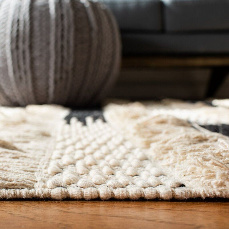 Gracie Oaks Jessen Striped Handmade Flatweave Cotton Ivory/Black Area ... inside Caring for Your Flatweave Cotton Rug A Deep Dive