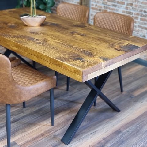 Grantham Thick Dining Industrial Dining Table Steel Legs – Clar Furniture throughout Understanding the craftsmanship behind industrial dining tables with black steel frames