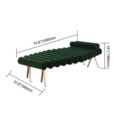 Green Line Tufted Bench Modern Upholstered Velvet Bench Stainless Steel ... intended for Why a Green Velvet Bench with a Stainless Steel Base is a Smart Choice