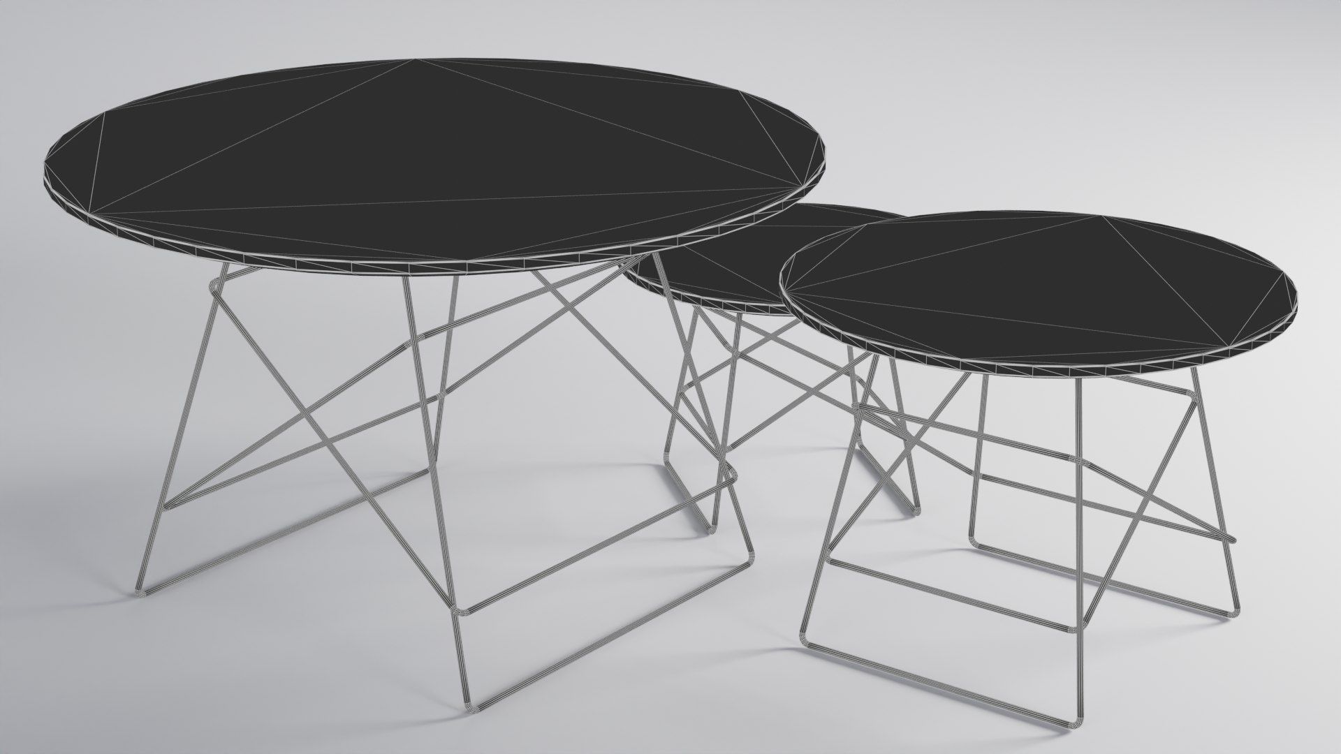 Grid Coffee Table Set 3D Model - Turbosquid 2056936 inside Industrial Grid End Table With Lid Handles Set Of 2 Galvanized Gray Brown