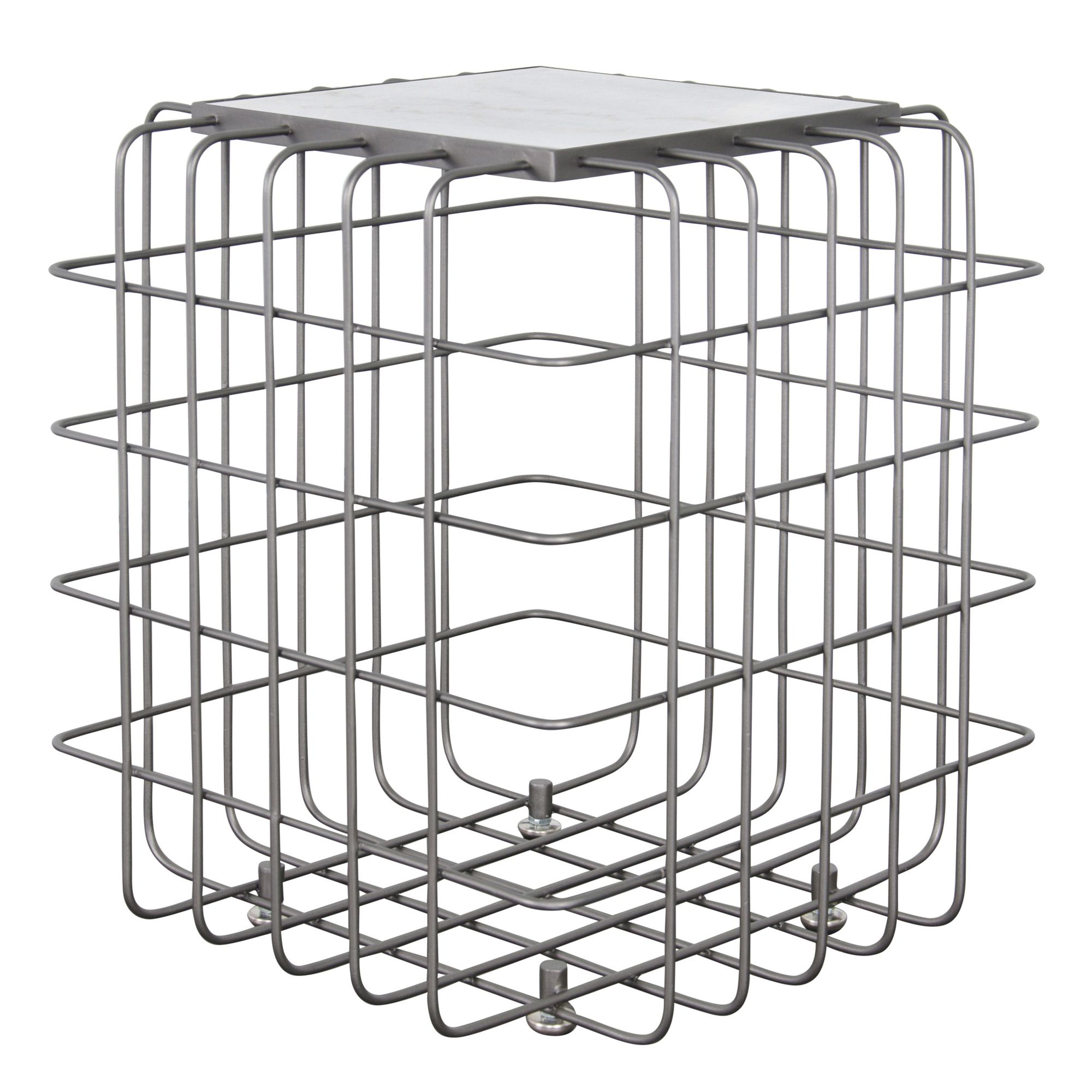 Grid End Table By Varaluz | 430A01Rbwm | Var615342 in Industrial Grid End Table With Lid Handles Set Of 2 Galvanized Gray Brown