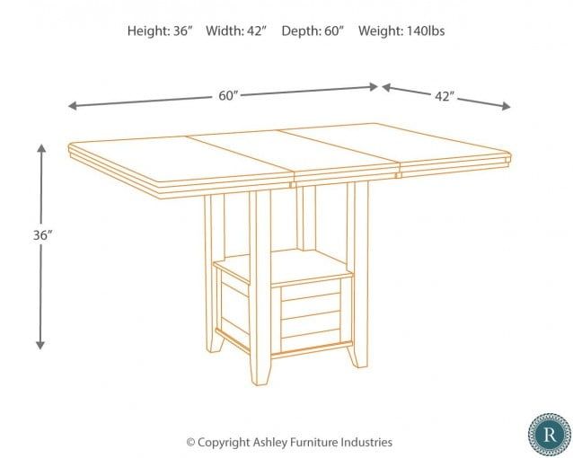 Haddigan Dark Brown Rectangular Extendable Counter Height Dining Table ... with regard to Ashley Haddigan Rectangular Butterfly Dining Table In Dark Brown