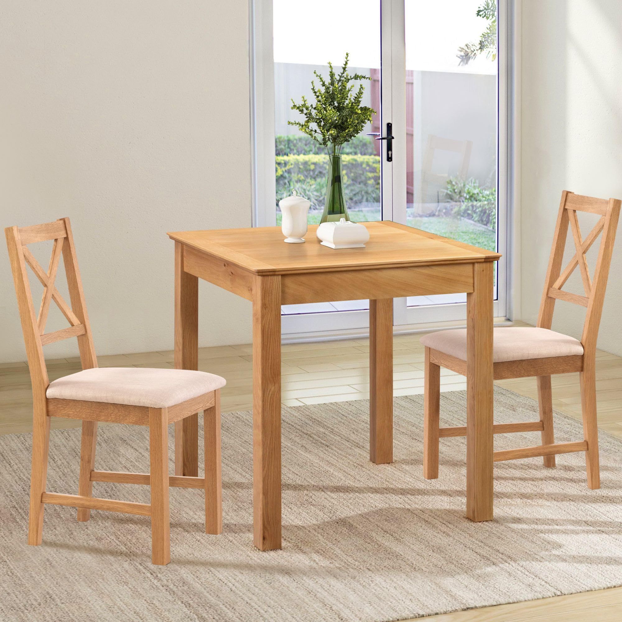 Hallowood Furniture Hereford Oak Dining Table And Chairs Set 2, Small ... for Small Dining Table With 2 Chairs Set