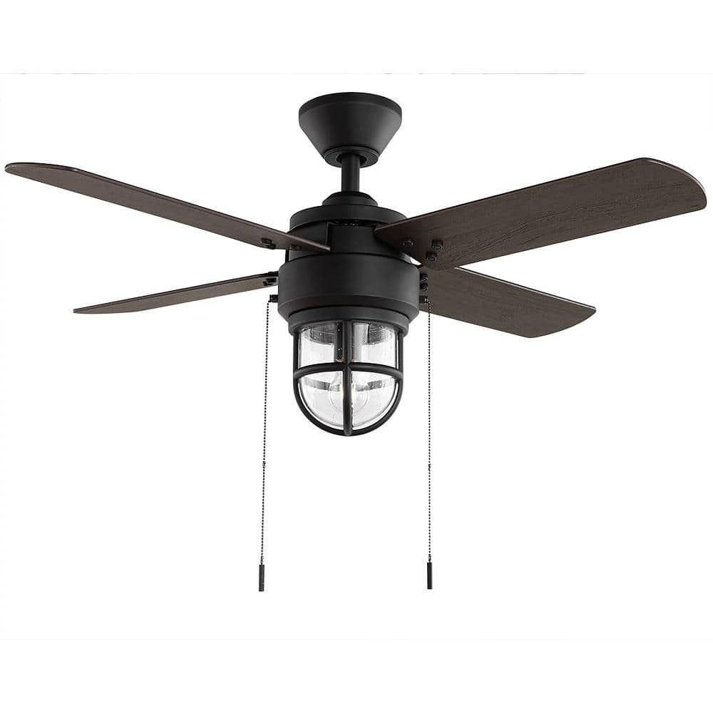 Hampton Bay Cedar Lake 44 In. Indoor/Outdoor Led Matte Black Damp Rated ... intended for Weather Resistant Outdoor Ceiling Fan Black Matte