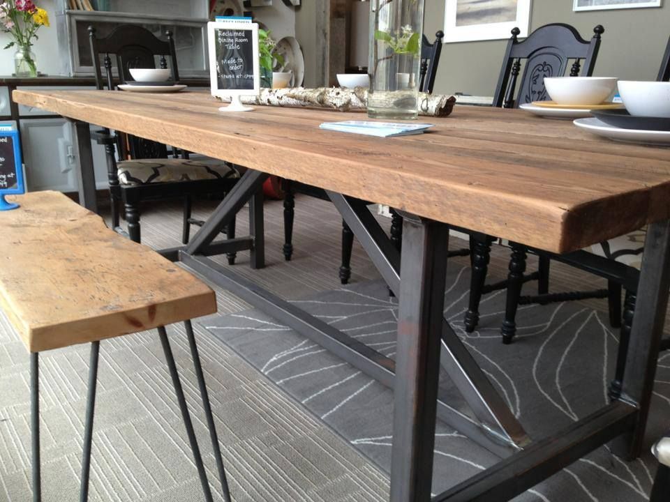Hand Crafted Industrial Reclaimed Dining Table By Reclaimed ... inside Industrial Reclaimed Wood Dining Table Ideas