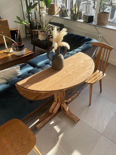 Handmade Folding Fold Down Dining Table. Half Moon Drop Leaf Kitchen ... throughout Choosing the perfect foldable round dining table for your studio