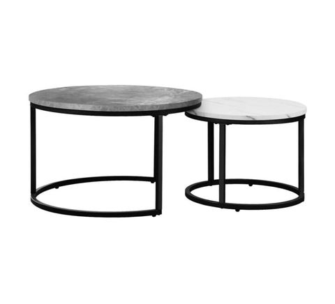 Heidi 2 Piece Nesting Coffee Table Set | Coffee Tables within Rina Concrete And Black Metal 2-Piece Nesting Coffee Table Set