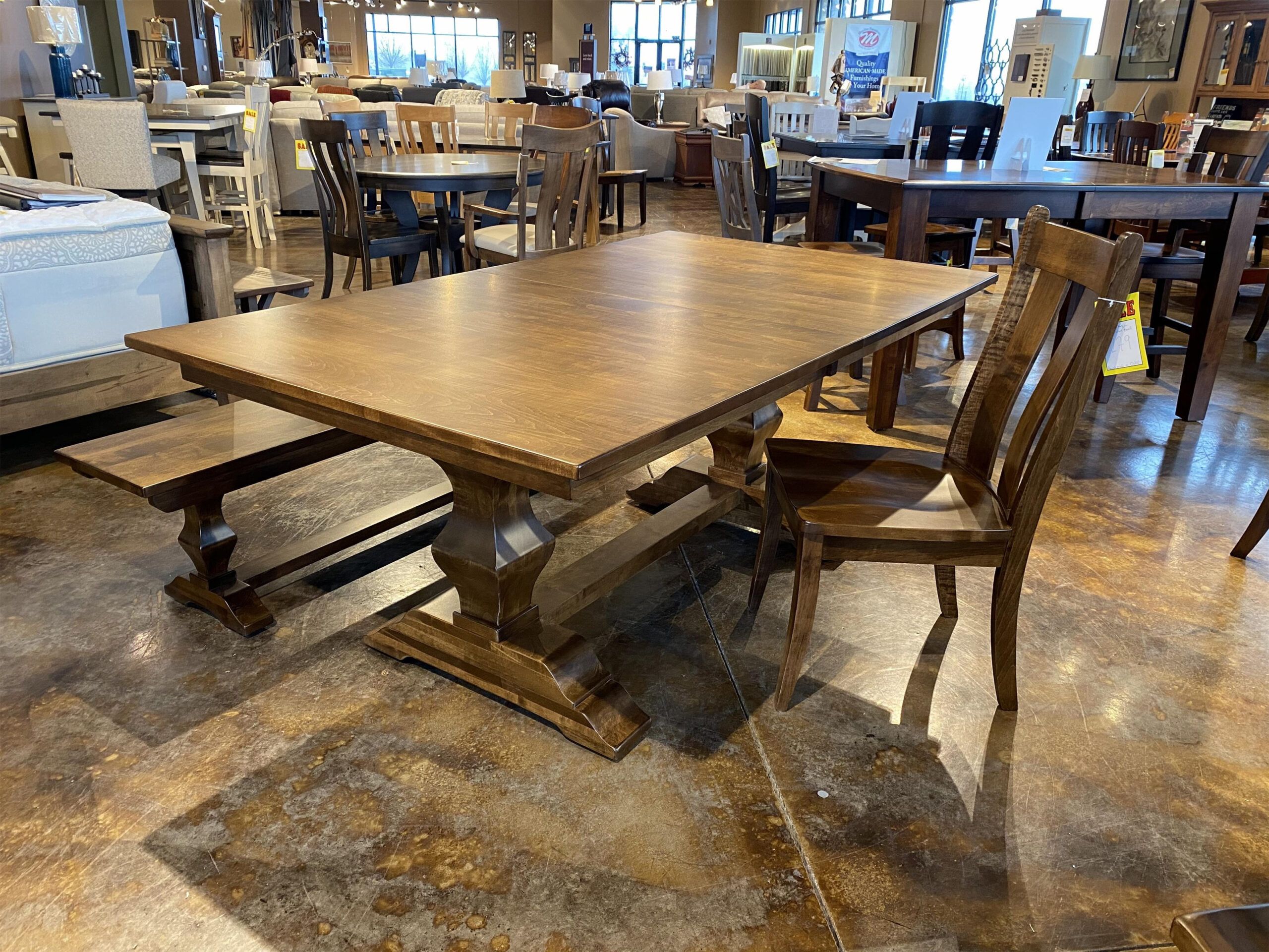 Hermie's Table Shop Jessica 23332 Customizable Solid Wood Double ... with regard to Solid Wood Dining Table With Bench