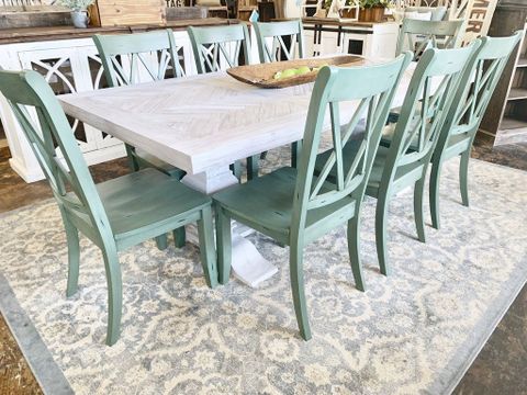 Herringbone White Wash 9 Piece Dining Table Set | Kitchen Table ... inside Creating a Coastal Vibe with Your Jamestown Dining Table White Wash