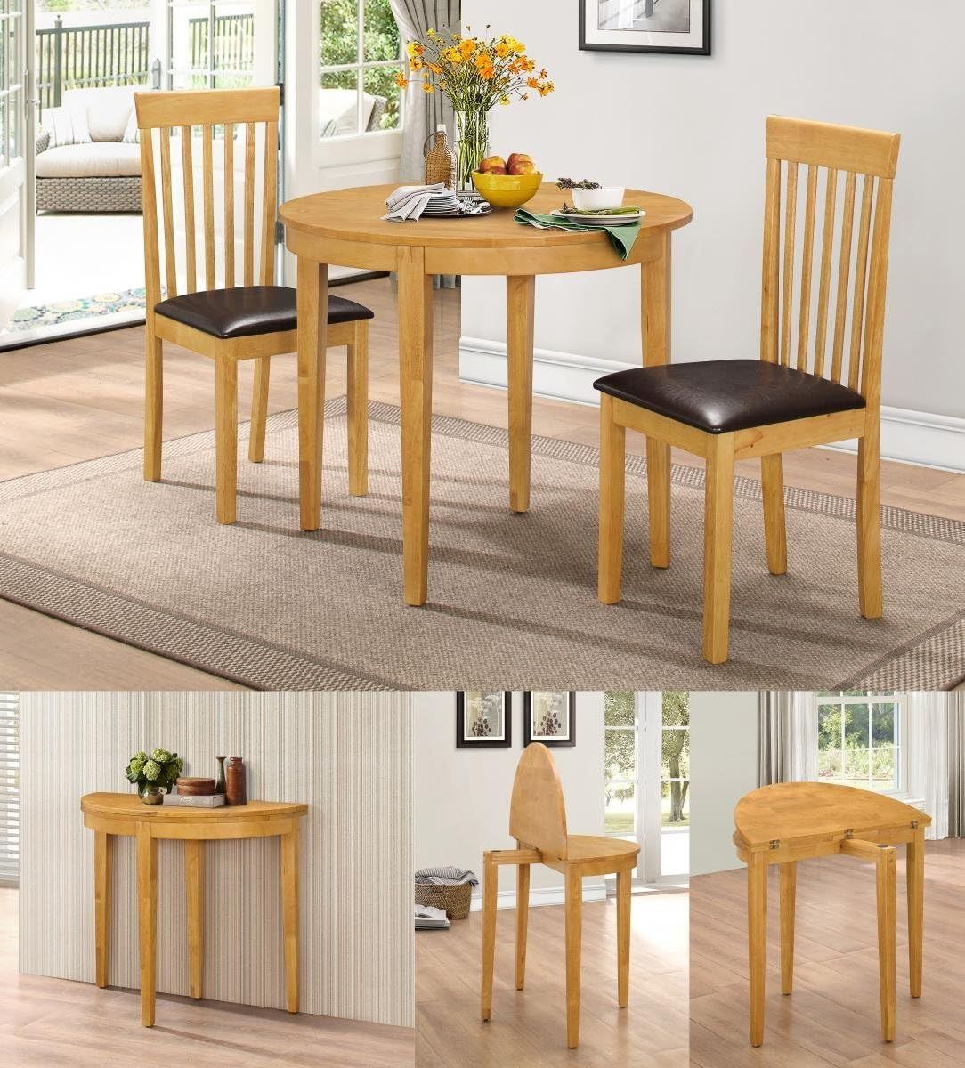 Space-saving solutions for small dining table with 2 chairs set in compact homes