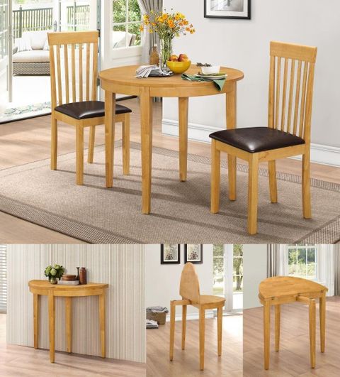 Space-saving solutions for small dining table with 2 chairs set in compact homes