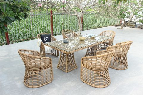 High Quality Durable Bamboo Dining Table Set Light Simple Design With 6 ... regarding Bamboo dining tables that blend sustainability with style