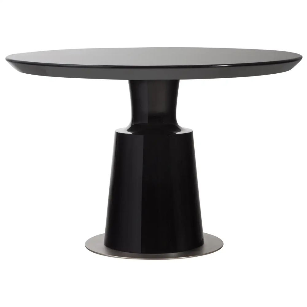 Holly Hunt Peso Round Dining Table In Black Lacquer With Aged Nickel ... for Expert Tips for Integrating a Black 48-Inch Holly Dining Table into Your Decor