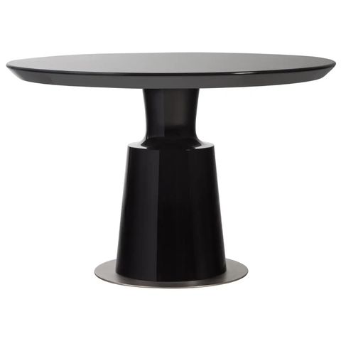 Holly Hunt Peso Round Dining Table In Black Lacquer With Aged Nickel ... for Expert Tips for Integrating a Black 48-Inch Holly Dining Table into Your Decor