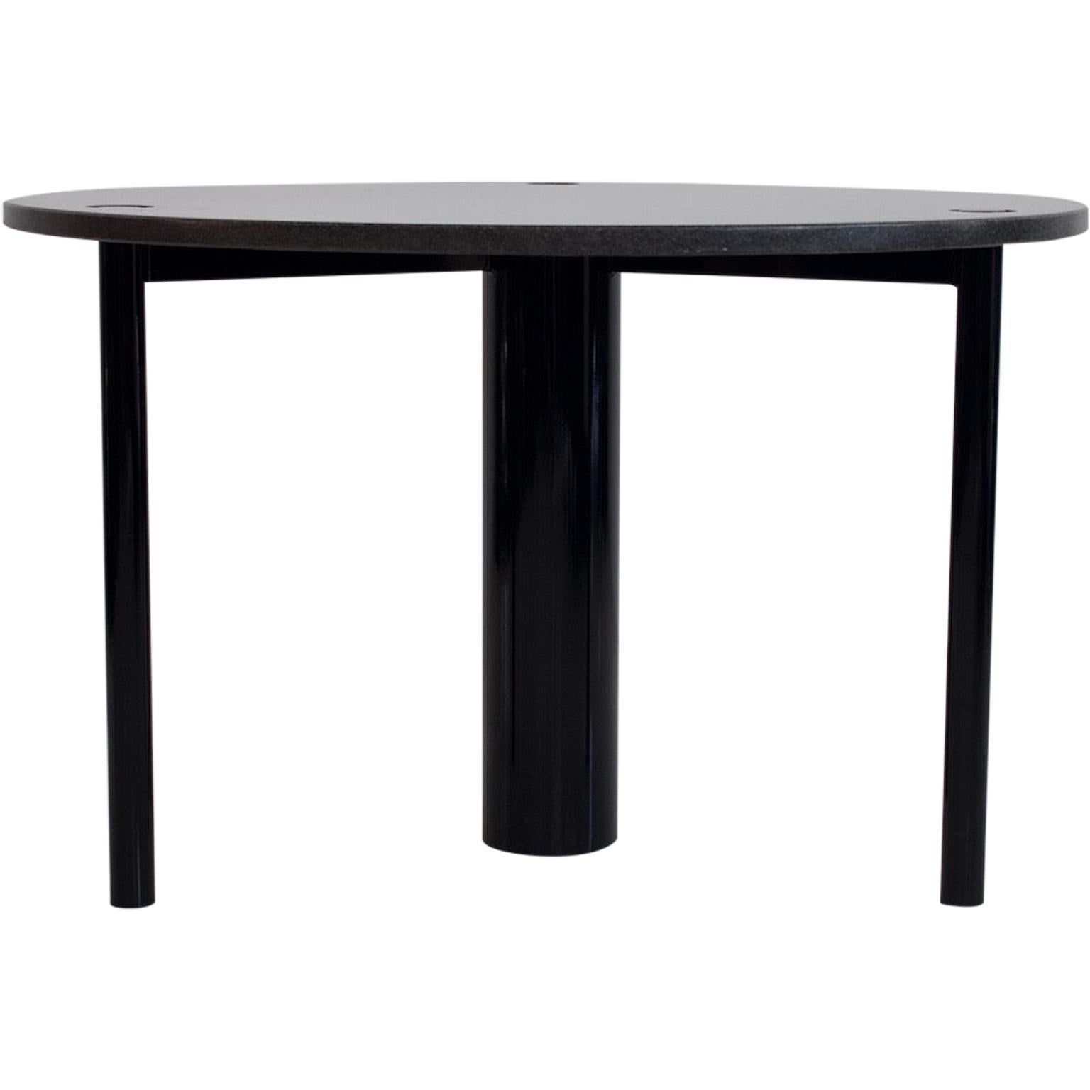 Holly Hunt Peso Round Dining Table In Black Lacquer With Aged Nickel ... for Holly Dining Table, Black, 48&quot; Diameter