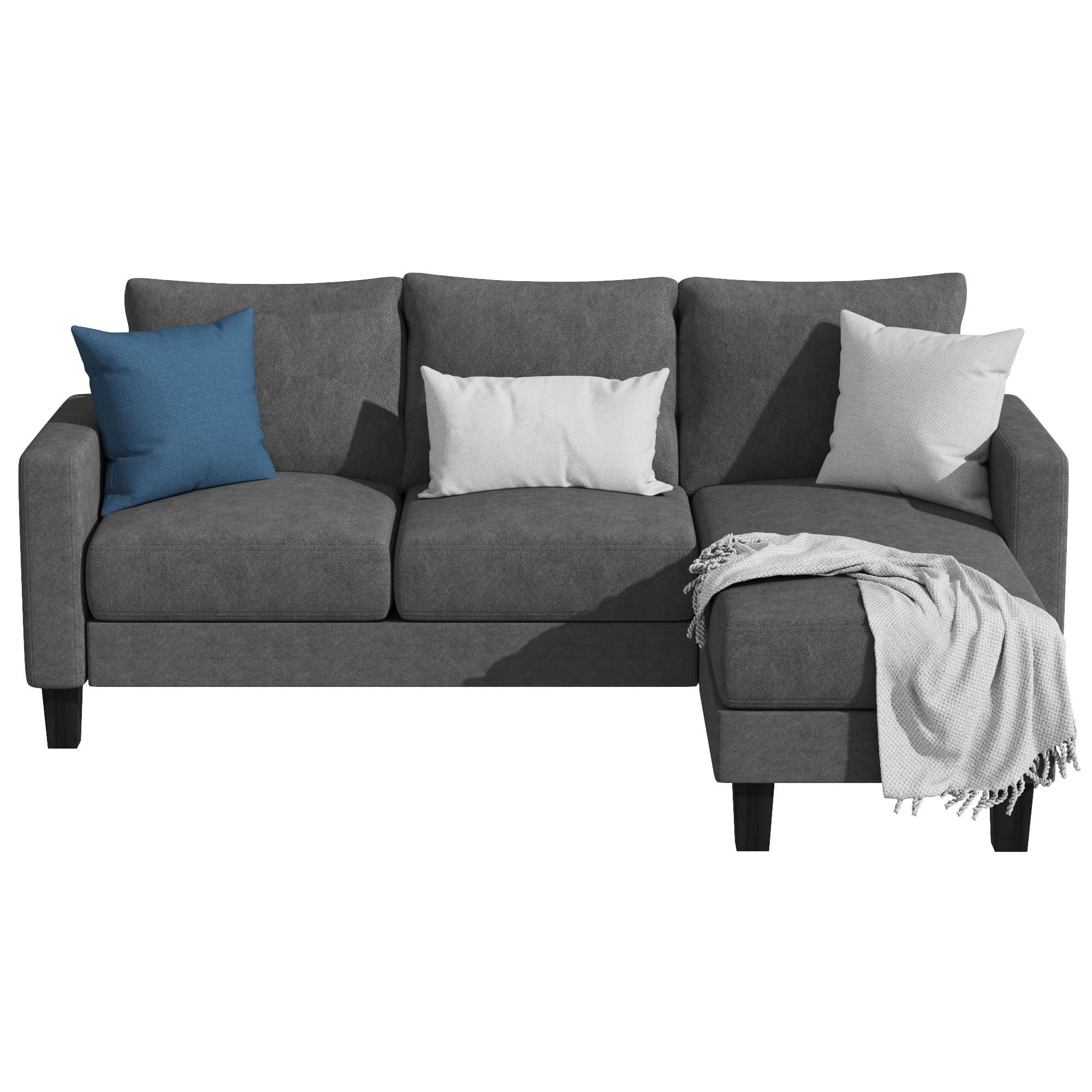 Homall Convertible L-Shaped Sectional Sofa With Reversible Chaise In ... pertaining to Sectional Sofa Couch, Light Gray, Fabric, Modern