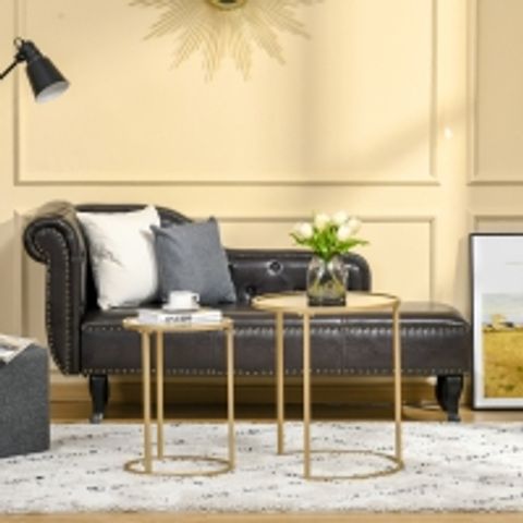 Homcom Round Coffee Table Set Of 2, Modern Nesting Tables With Tempered ... inside Understanding the Craftsmanship Behind Brass and Smoked Glass Coffee Tables