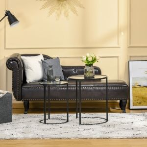 Homcom Round Coffee Tables Set Of 2, Gold Nesting Side End Tables With ... with regard to Set Of 2 Nesting Coffee Table, Brass Finished Frame With Round Smoked Glass Top