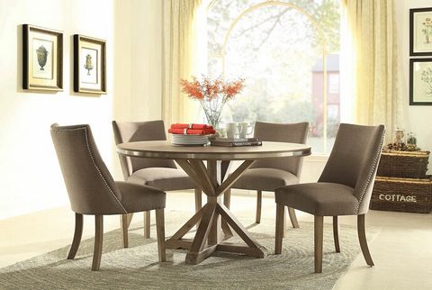 Home Elegance 5177-54 5 Pc Beaugrand Distressed Dark Brownish Grey ... throughout A Guide to Styling Your Maxwell Solid Wood 54" Round Table