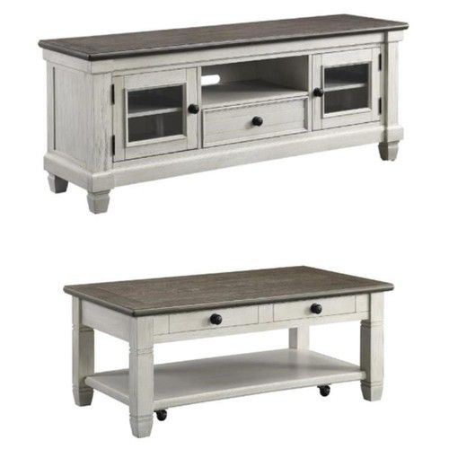 Home Square 2-Piece Set With Coffee Table And Tv Stand In Antique White ... regarding Home Square 2-Piece Set With End Table And Coffee Table In Antique White