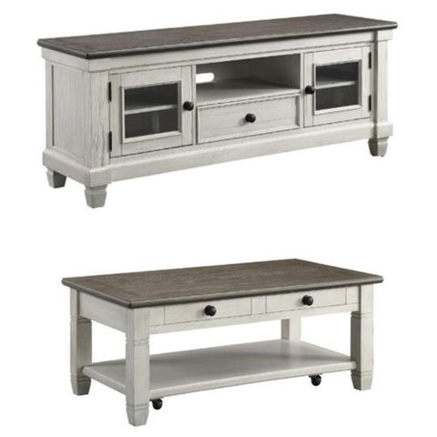 Home Square 2-Piece Set With Coffee Table And Tv Stand In Antique White ... regarding Home Square 2-Piece Set With End Table And Coffee Table In Antique White