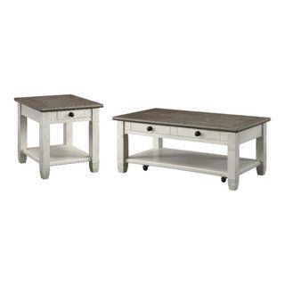 Home Square 2-Piece Set With End Table And Coffee Table In Antique ... pertaining to Home Square 2-Piece Set With Sofa Table &amp; Coffee Table In Black And White