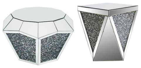 Home Square 2-Piece Set With Mirrored Coffee Table And Mirrored End ... within Home Square 2-Piece Set With End Table And Coffee Table In Antique White