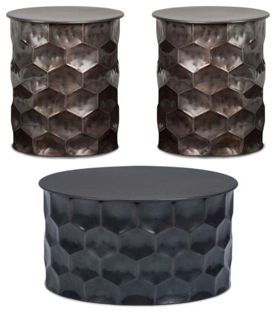 Home Square 3-Piece Set With Coffee Table And 2 Side Tables In Antique ... with regard to Home Square 3-Piece Set With Metal Drum Table And 2 Drum Side Tables