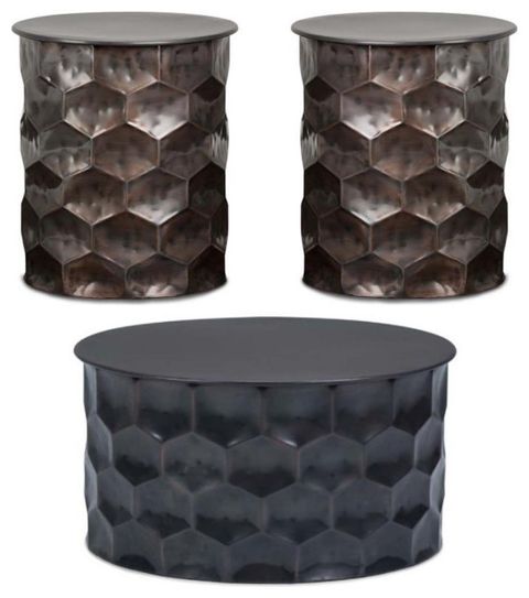 Home Square 3-Piece Set With Coffee Table And 2 Side Tables In Antique ... with regard to Home Square 3-Piece Set With Metal Drum Table And 2 Drum Side Tables