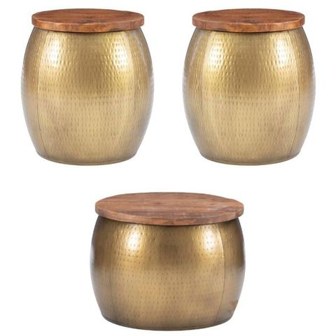 Home Square 3-Piece Set With Metal Drum Table And 2 Drum Side Tables ... within Beyond the Basics How to Maximize Your Home Square Drum Table Set