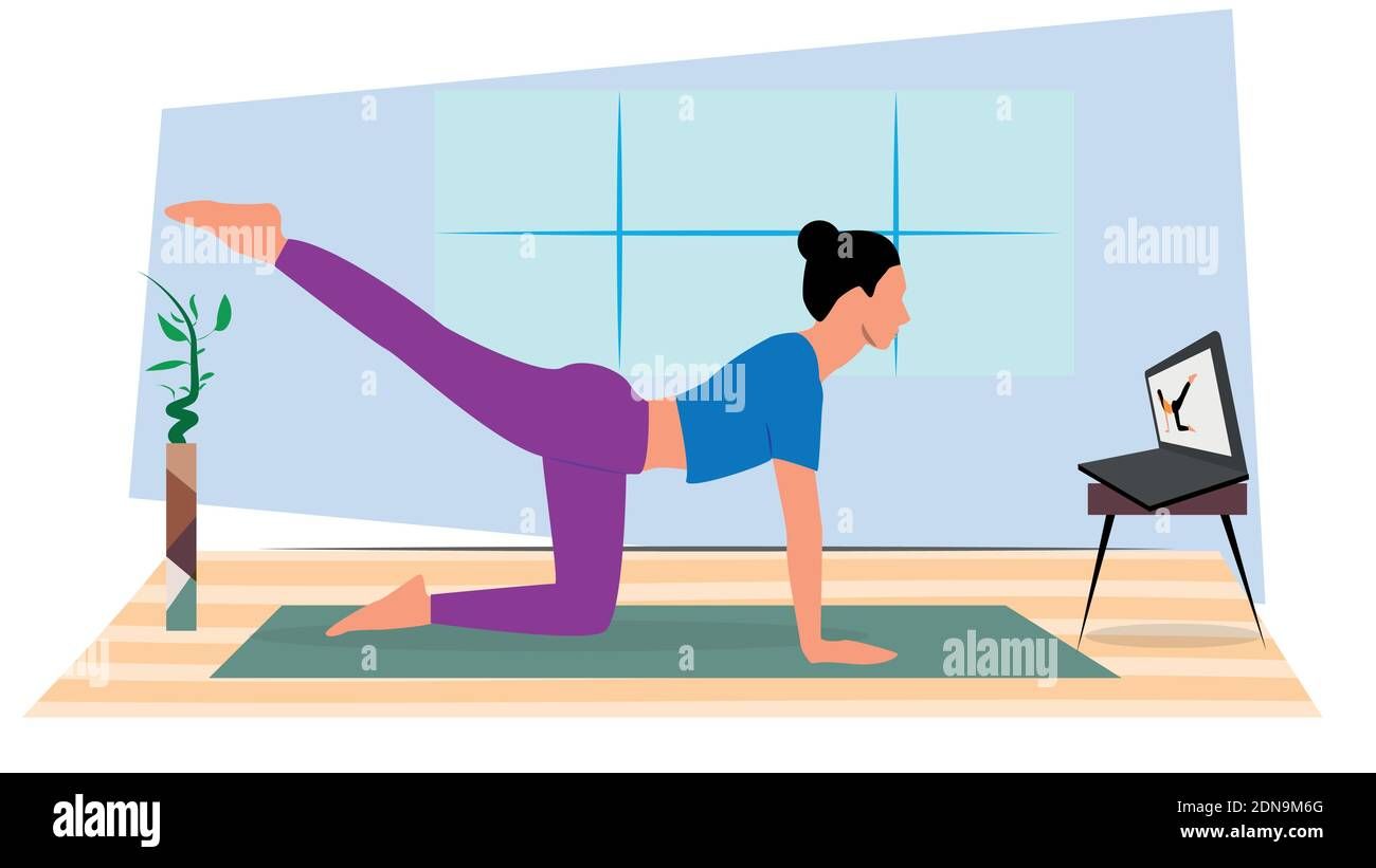 Home Yoga Practice On Stock Vector Images - Alamy with regard to Home Square Luanda Lift Top Wood Coffee Table In Dark Brown - Set Of 2