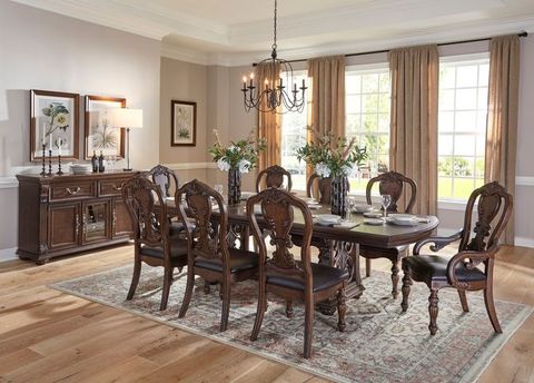 Homelegance 5829-108 7 Pc Astoria Grand Bergen Dark Oak Finish Wood ... within Astoria Trestle Table