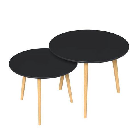 Homeroots 529145 20 In. Wood Brown & Black Round Nested Tables - Set Of ... inside The Enduring Appeal of Nesting Tables Why HomeRoots Tables are a Smart Choice