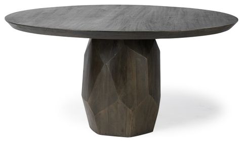 Homeroots 60" Round Brown Solid Wood Top And Base Dining Table, 60.0L X ... pertaining to The Enduring Appeal of Nesting Tables Why HomeRoots Tables are a Smart Choice