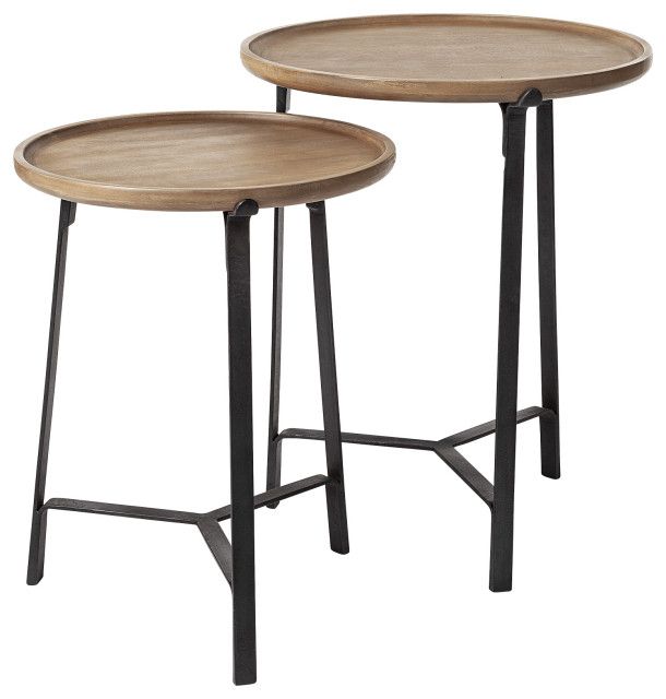 Homeroots Set Of 2 Round Brown Solid Wood Iron Base Nesting Side Tables ... regarding Styling Your Space with the Practical Elegance of HomeRoots Nesting Tables
