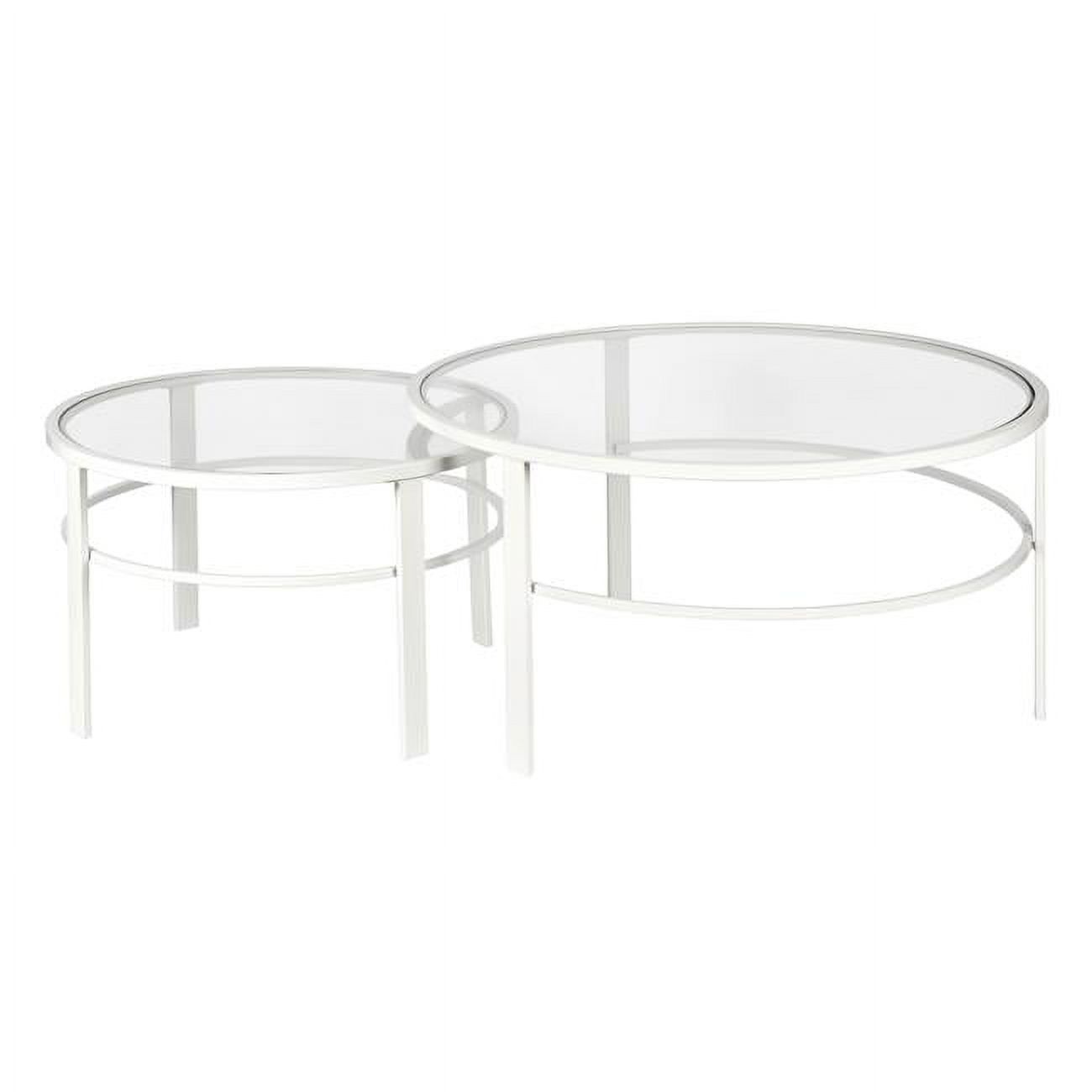 Homeroots Set Of Two 36&quot; White Glass And Steel Round Nested Coffee Tables - Walmart.com with Elevating Your Living Room with Gold and Glass Nested Coffee Tables