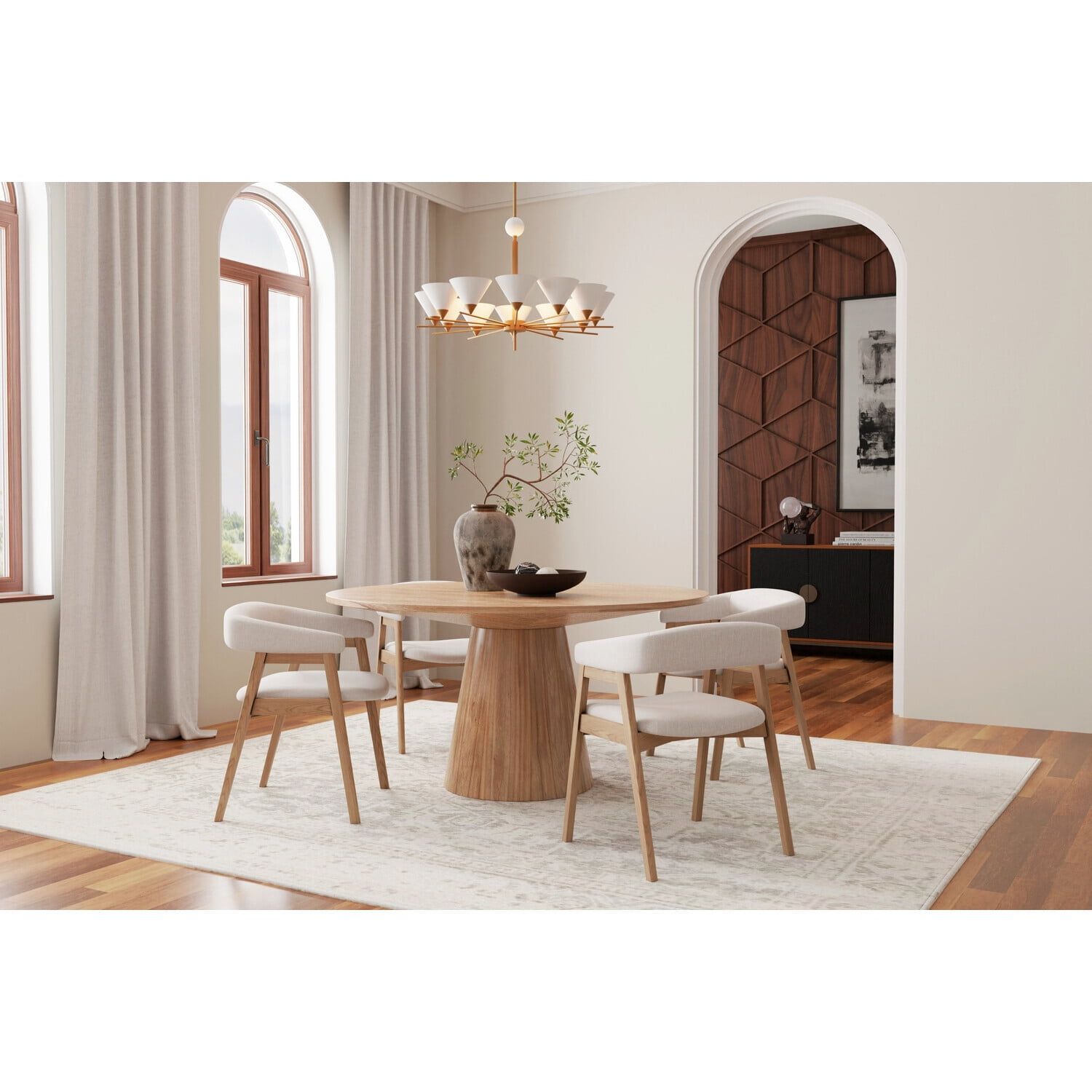 Homestock Eclectic Elegance Round Dining Table In Natural Finish - 59 ... pertaining to Manchester Dining Table, Natural
