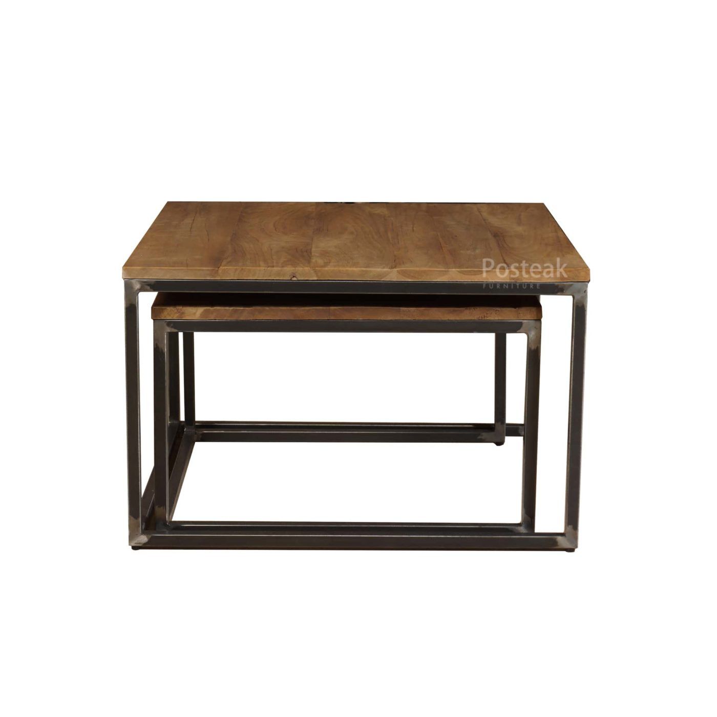 Industrial Coffee Table Set 2- Square | Posteak Furniture intended for Industrial Coffee Table Set With Cantilever Design &amp; Aged Bronze Frames
