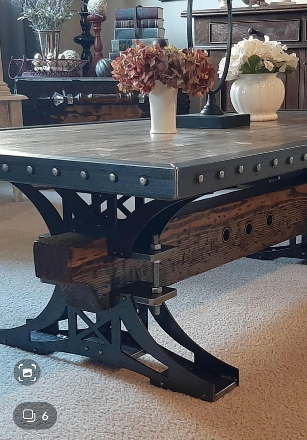 Industrial Coffee Table With Vintage Metal Work throughout Unveiling the Industrial Coffee Table Set with Cantilever Design &amp;amp; Aged Bronze Frames