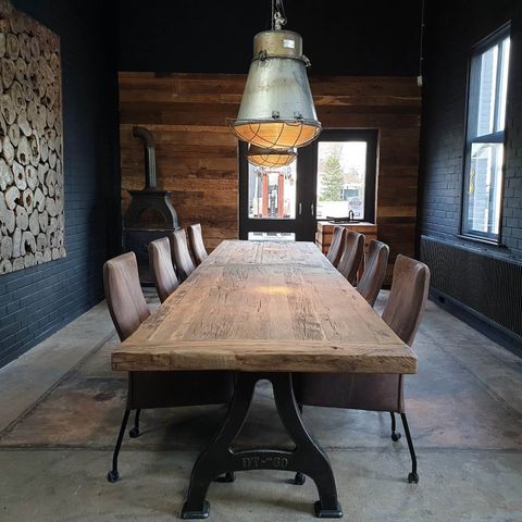Industrial Design Dining Table From Oakwood - Bespoke - Dt27 throughout Maximizing Space with Industrial Dining Tables in Open Loft Designs