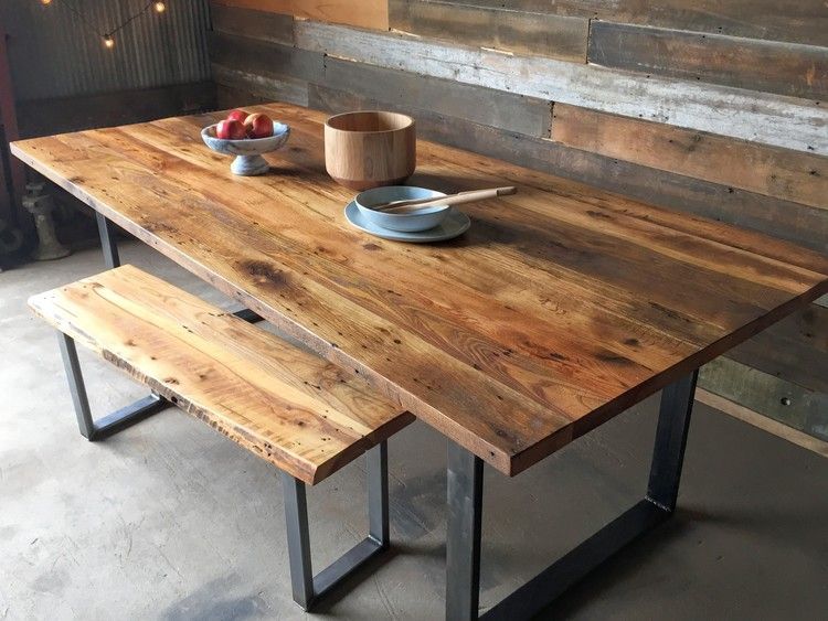 Industrial, Modern Reclaimed Wood Dining Table, Metal Legs | Industrial ... inside Designing meaningful meals around reclaimed wood tables that tell stories