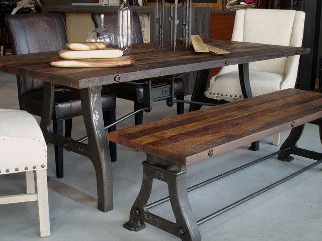 Industrial Reclaimed Wood Dining Table - Industrial - Dining Tables ... within The Psychology Behind Choosing Industrial Wooden Dining Tables with Matte Surfaces
