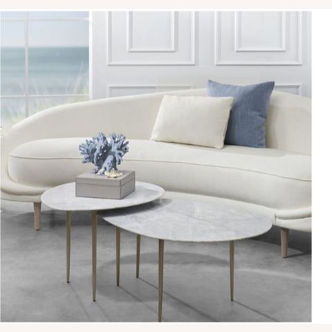 Interlude Alexia Bunching Cocktail Tables - Aptdeco throughout The Art of Pairing Alexia Bunching Cocktails Carrara White with Antique Bronze Accents