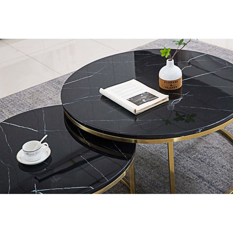 Ivy Bronx 2 Piece Coffee Table Set, Nesting Coffee Table Set ,Living ... regarding Koper Coffee Table Set (2-Piece) Black