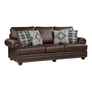 Jade 98&quot; Sofa, Rich Brown Microfiber, 4 Pillows, Soft Cushions, Wood ... pertaining to Jade 98 Inch Sofa, Taupe Brown Microfiber, 4 Pillows, Soft Cushions, Wood