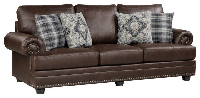 Jade 98&quot; Sofa, Rich Brown Microfiber, 4 Pillows, Soft Cushions, Wood ... within Jade 98 Inch Sofa, Taupe Brown Microfiber, 4 Pillows, Soft Cushions, Wood