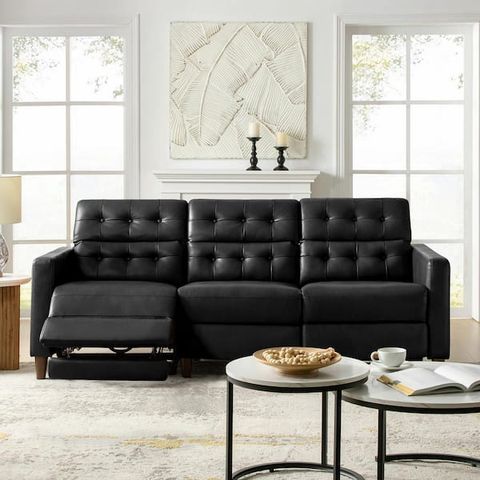 Jayden Creation Jahwe Black 84.5 In. W Mid-Century Modern Square Arm ... regarding Discovering the Perfect Black Leather Mid-Century Sectional for Your Space